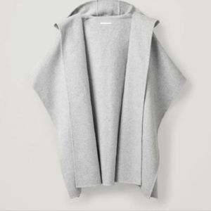 COS wool blend open front hooded poncho